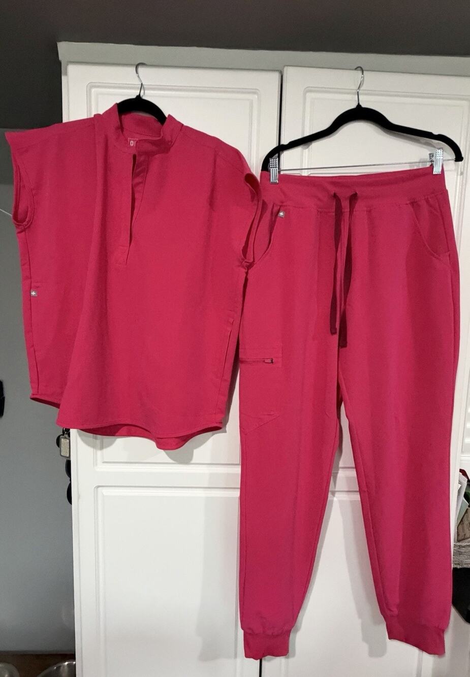 FIGS Women’s Scrub Set Pink- Small Rafaela Top & Medium/Tall Zamora Jogger Pants